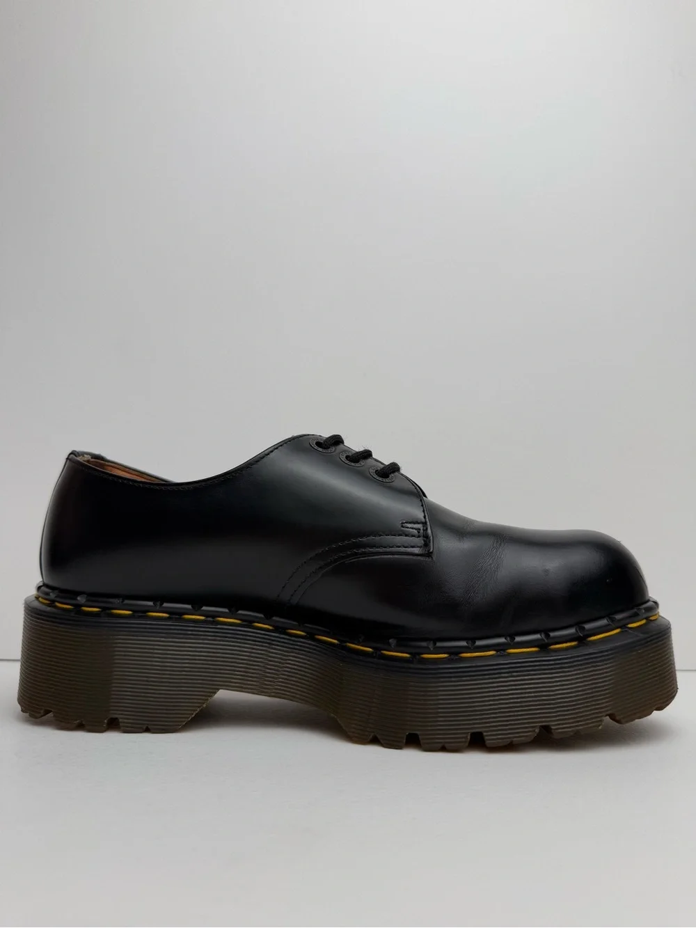 Vintage Dr. Martens Platform 1925 Black Leather Envy Quad England Oxfords UK 7